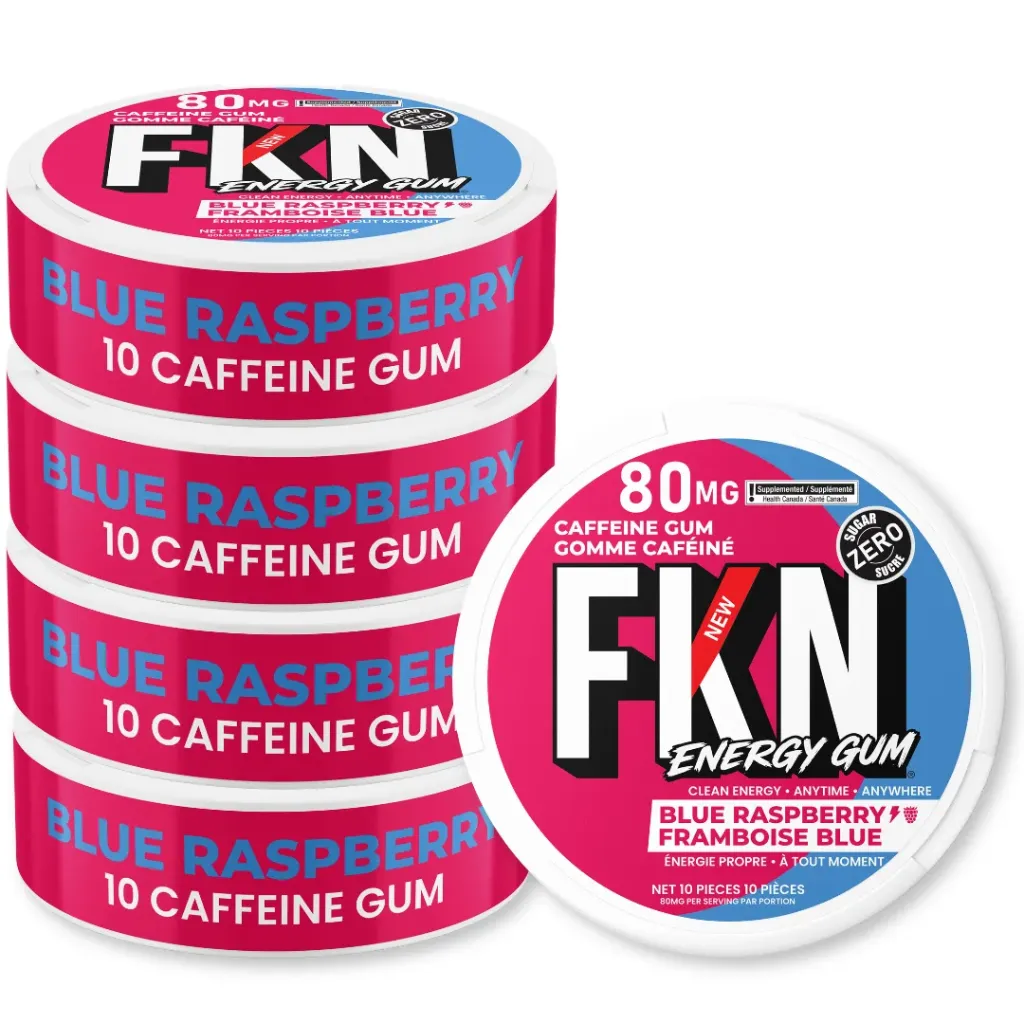 FKN Caffeine Gum (Blue Raspberry) 80MG (Sleeve of 20)