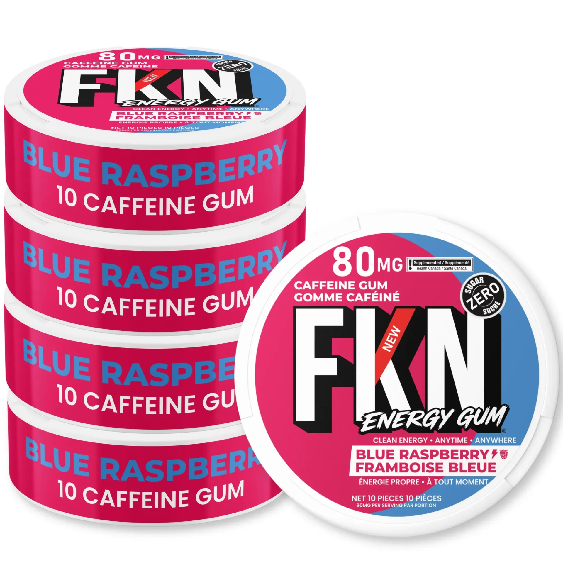 FKN Caffeine Gum (Blue Raspberry) 80MG (Sleeve of 20)