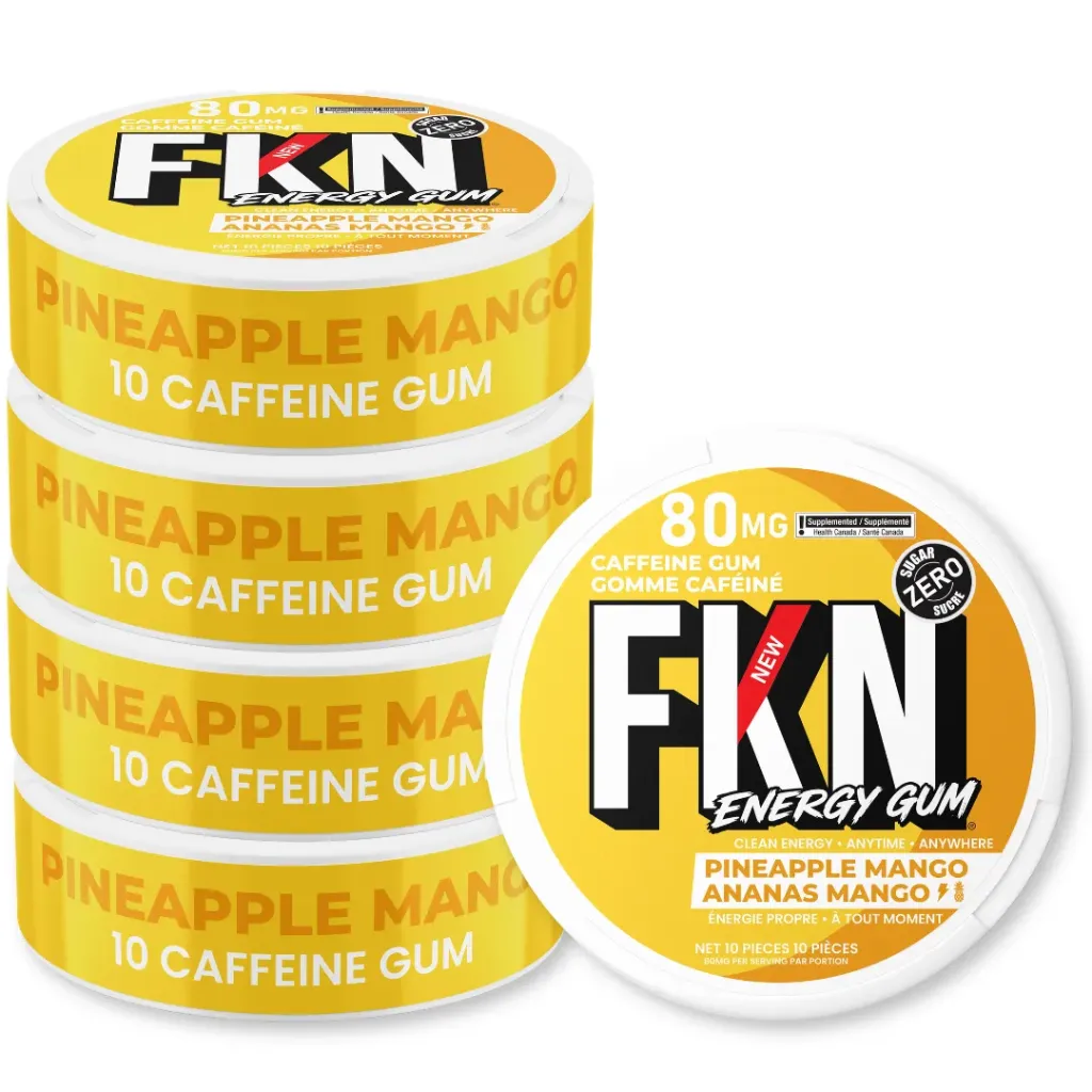 FKN Caffeine Gum (Pineapple Mango) 80MG (Sleeve of 20)
