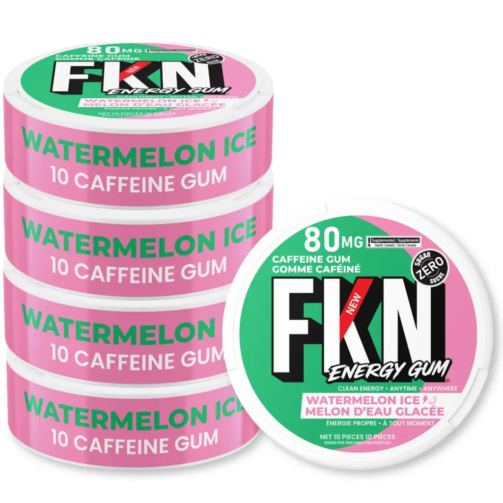FKN Caffeine Gum (Watermelon Ice) 80MG (Sleeve of 20)
