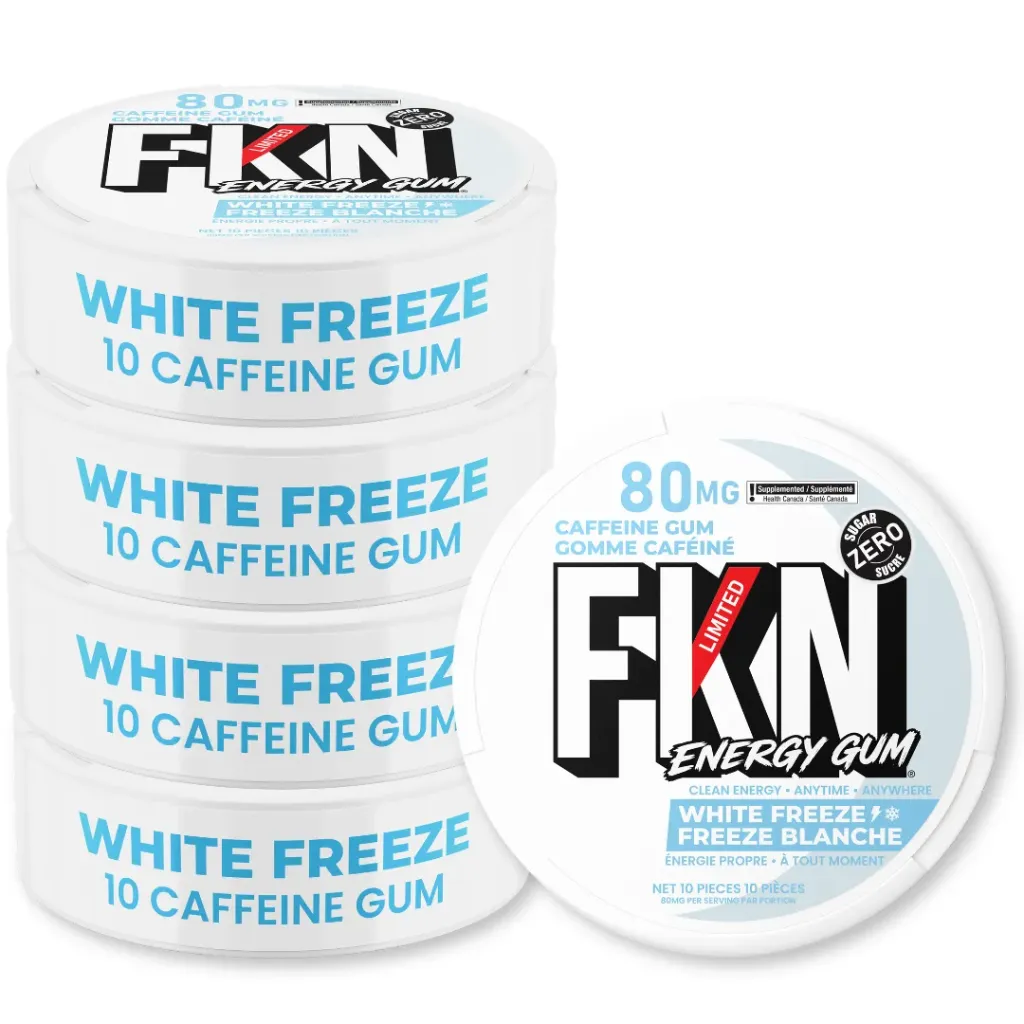 FKN Caffeine Gum (White Freeze) 80MG (Sleeve of 20)