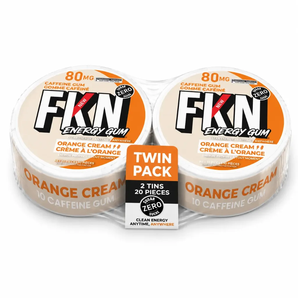 FKN Caffeine Gum (Orange Cream) 80MG (Sleeve of 10) (Twin Pack)