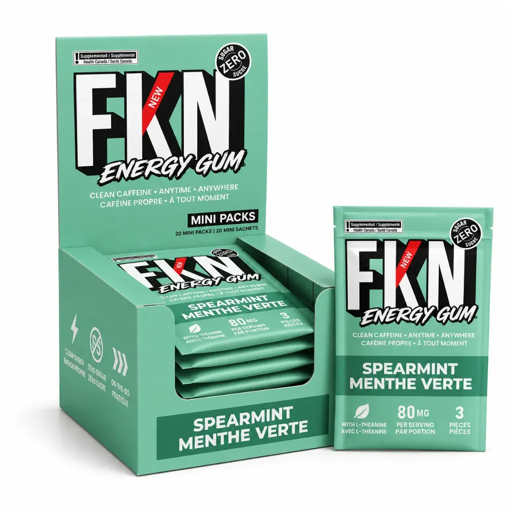 FKN Energy Gum Mini 3 Pack (Spearmint) 80MG (Case of 20)