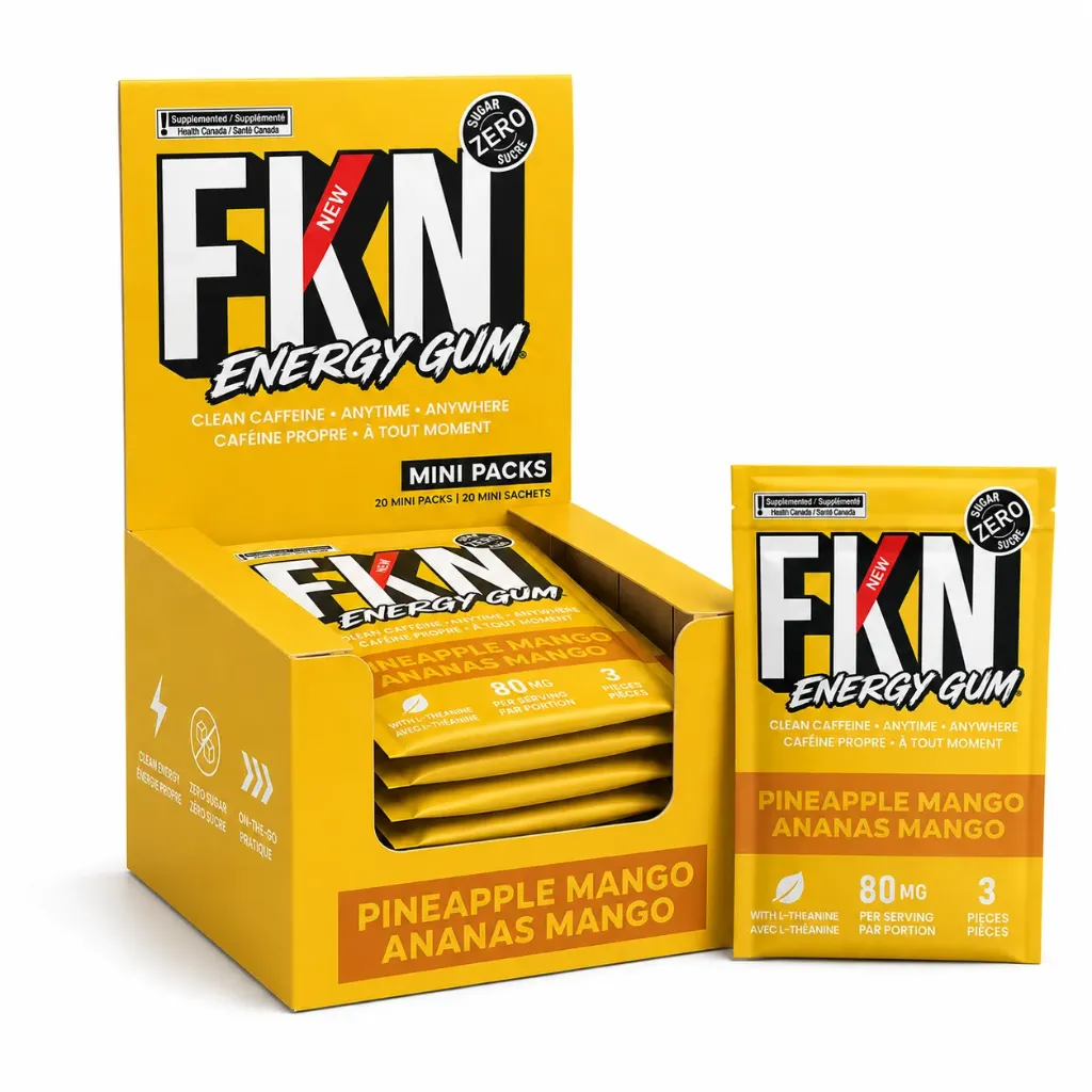 FKN Energy Gum Mini 3 Pack (Pineapple Mango) 80MG (Case of 20)