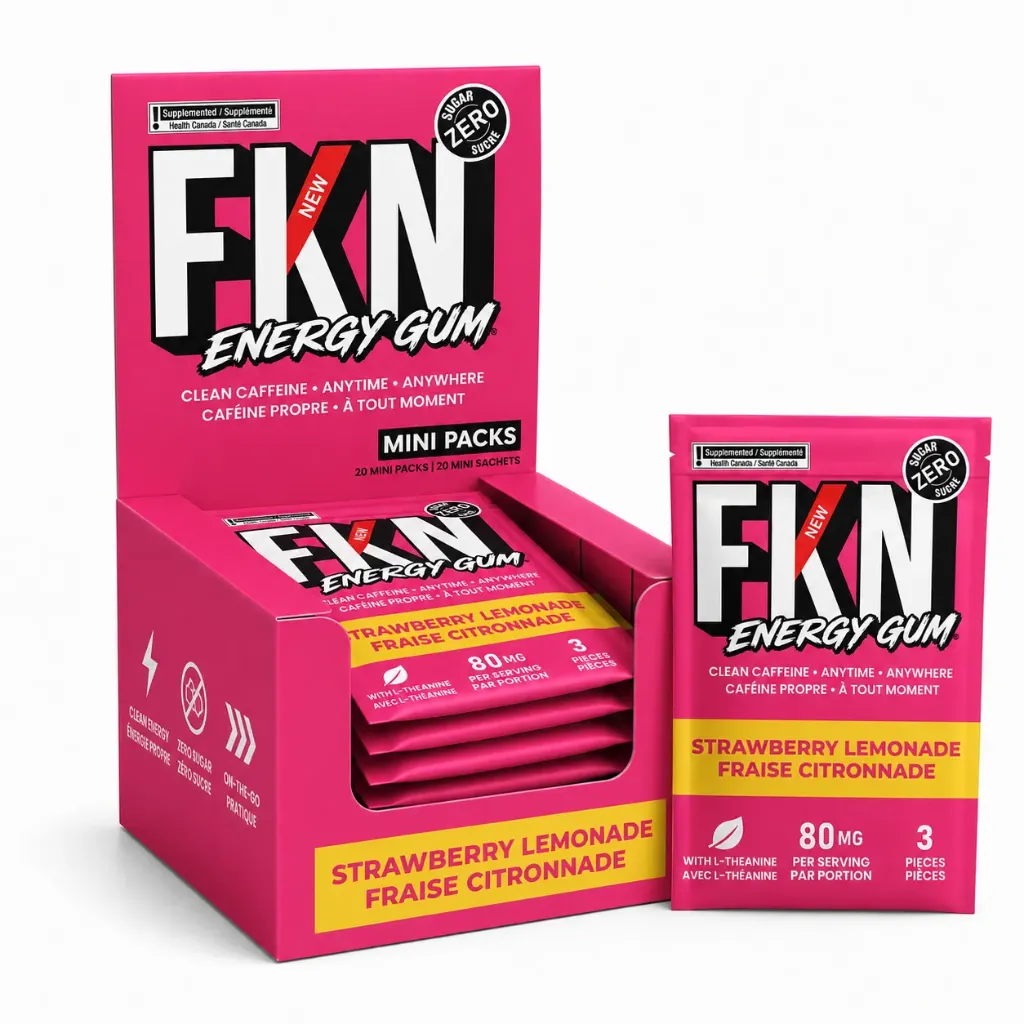 FKN Energy Gum Mini3 Pack (Strawberry Lemonade) 80MG (Case of 20)