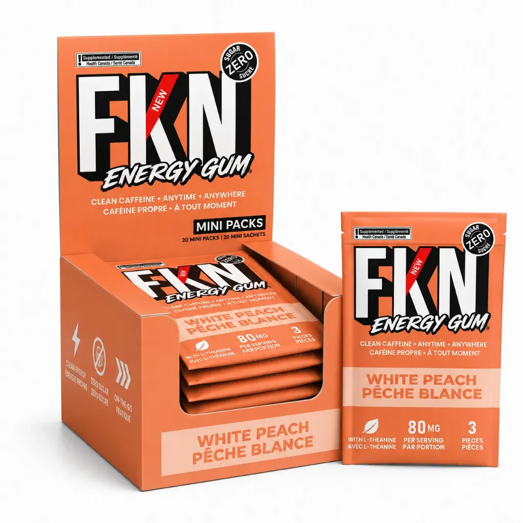 FKN Energy Gum Mini 3 Pack (White Peach) 80MG (Case of 20)